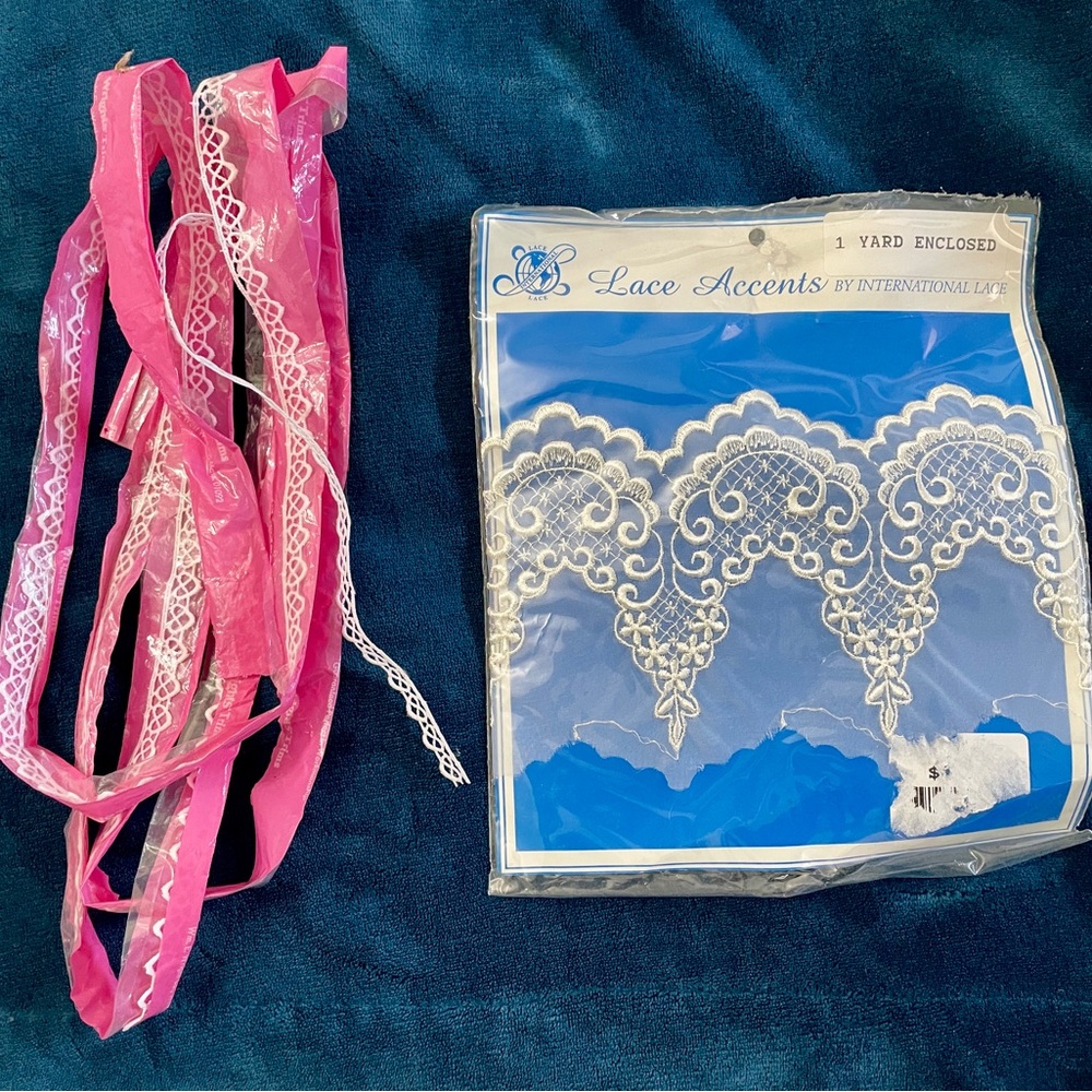 VINTAGE Scalloped Illusion and Heart Motif Sewing Craft LACE LOT New